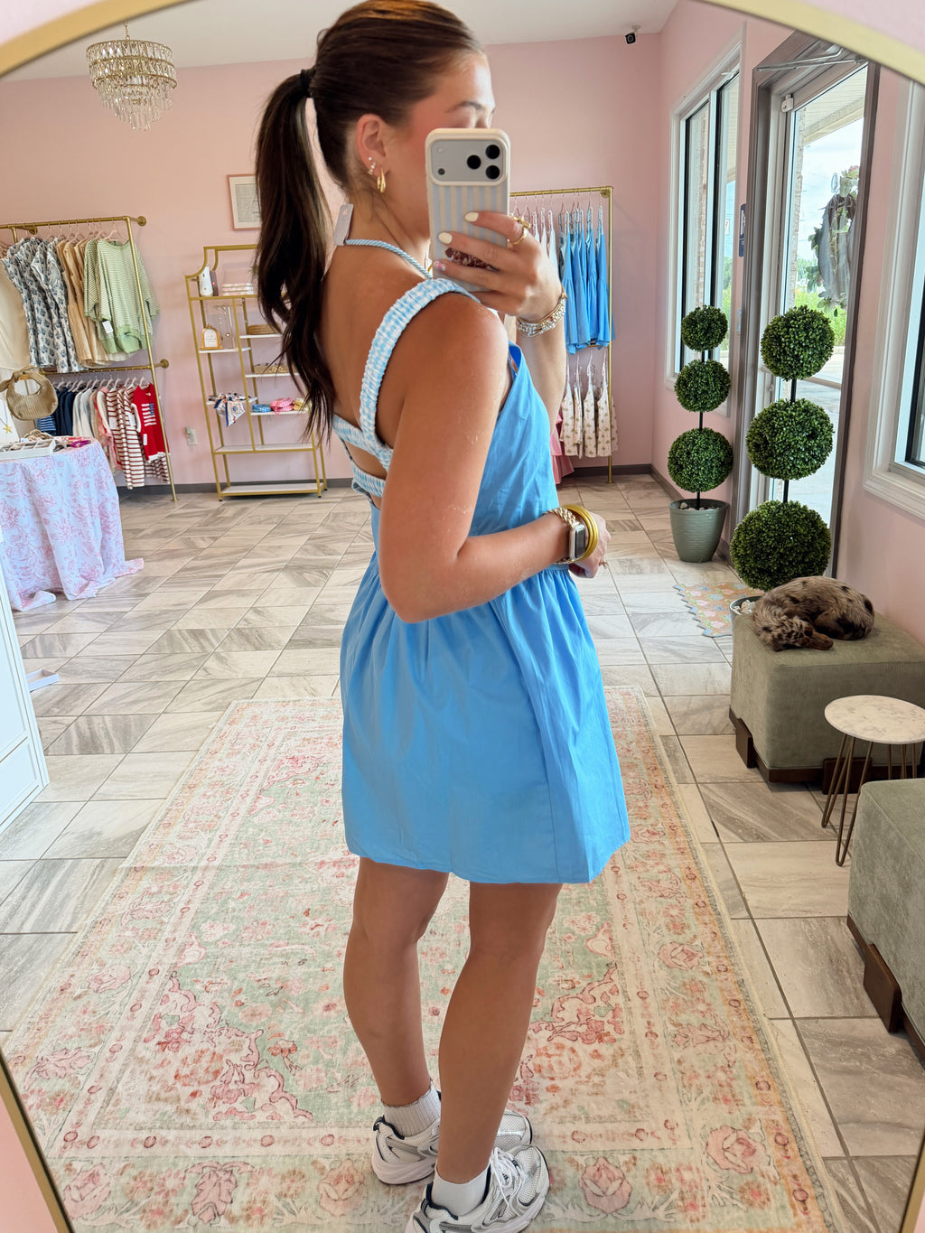 Gingham Athletic Romper (Blue)