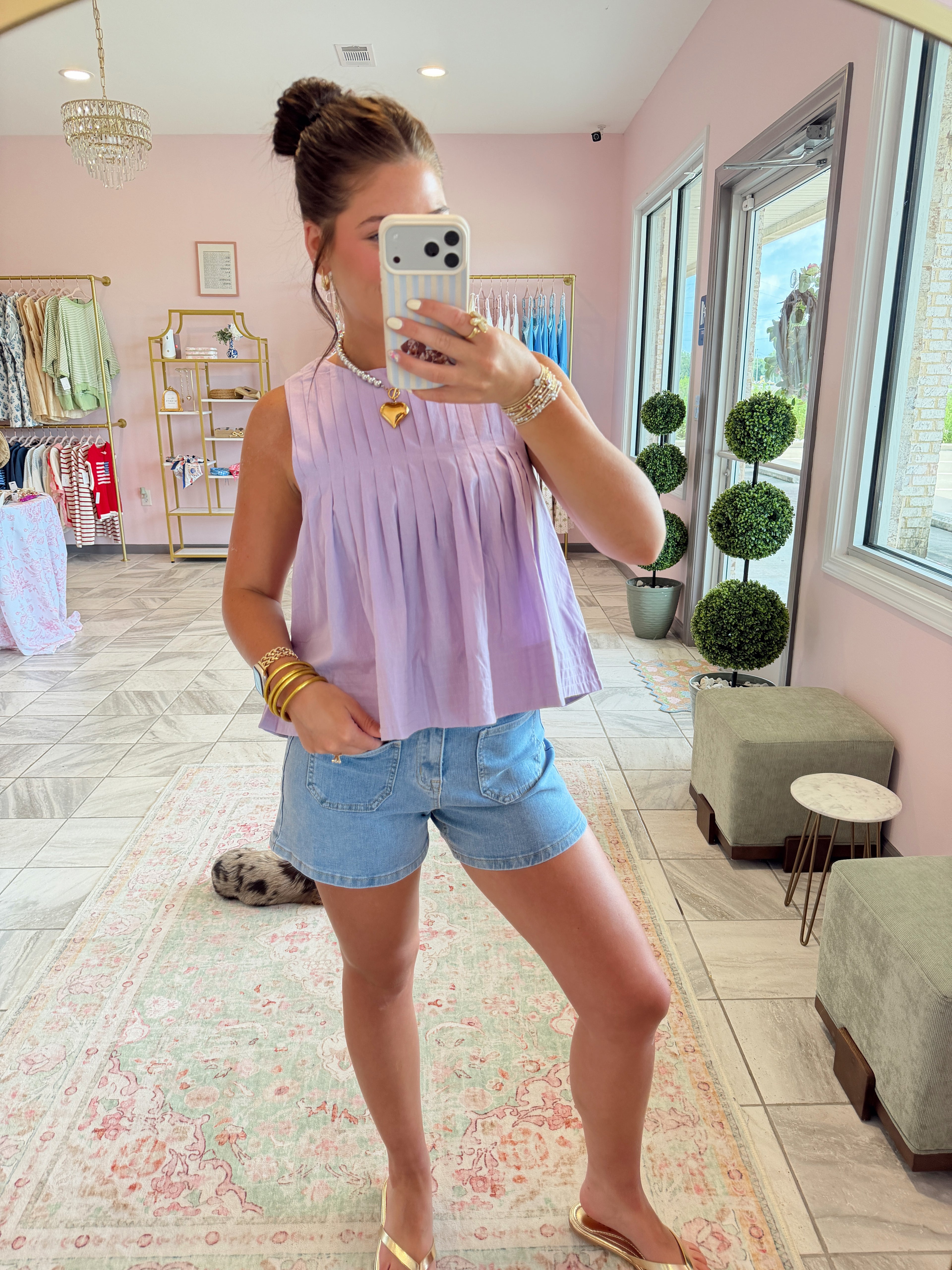 Purple Pleaded Blouse