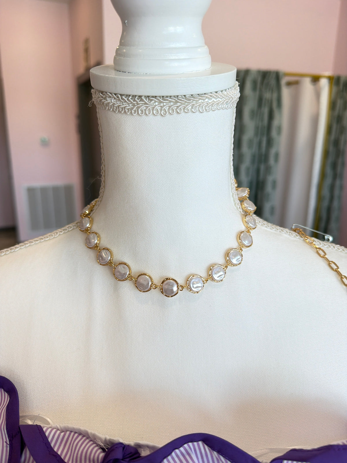 Pearl Disc Link Necklace