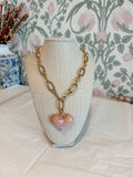 Pink Link Heart Necklace