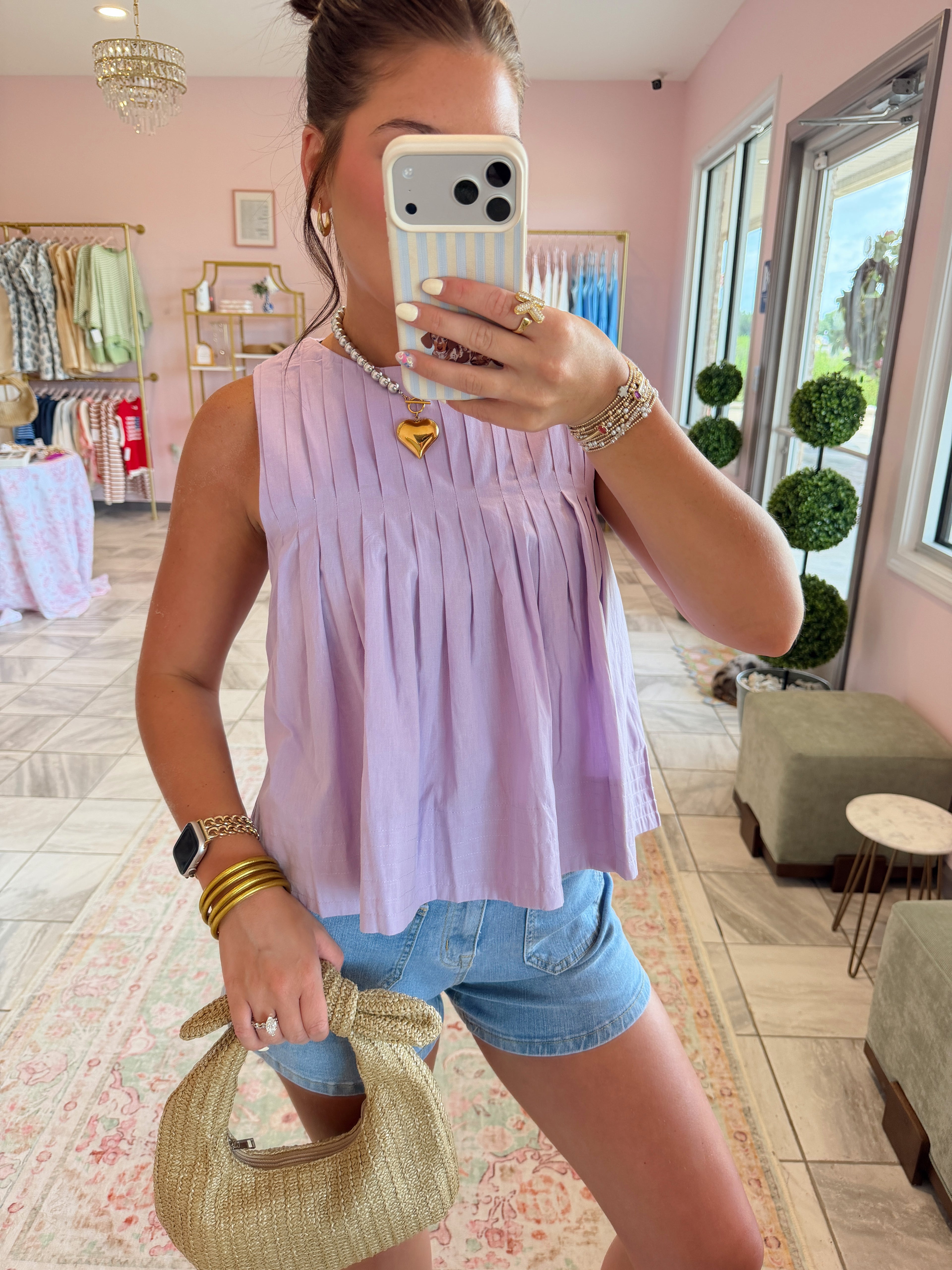 Purple Pleaded Blouse