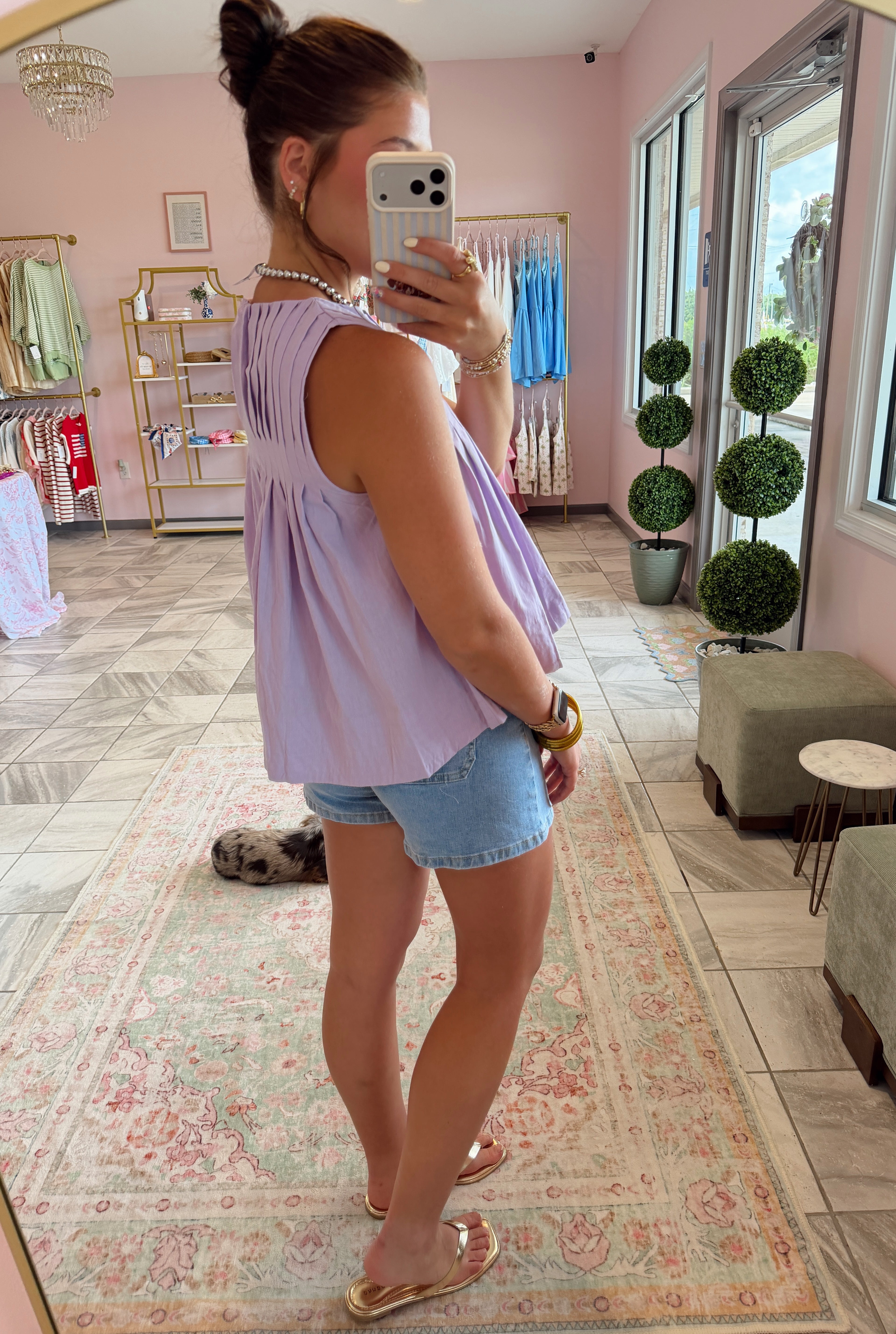 Purple Pleaded Blouse