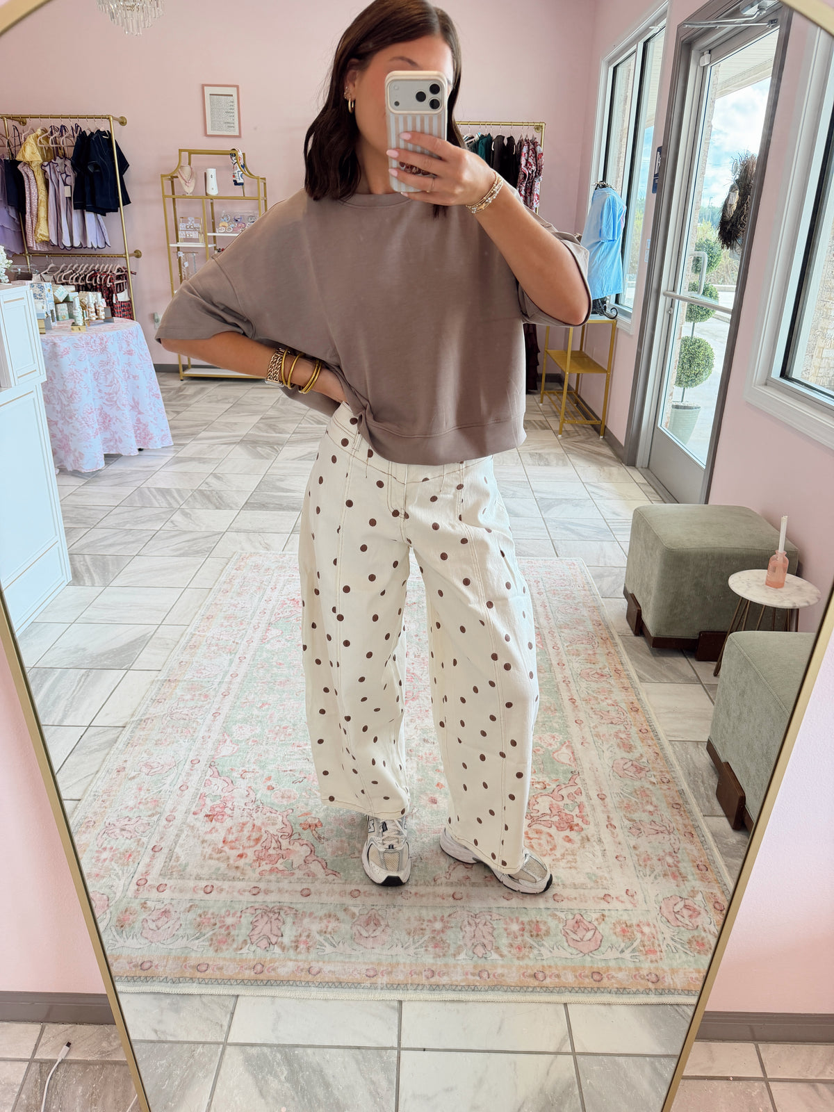Polka-Dot Barrel Jeans