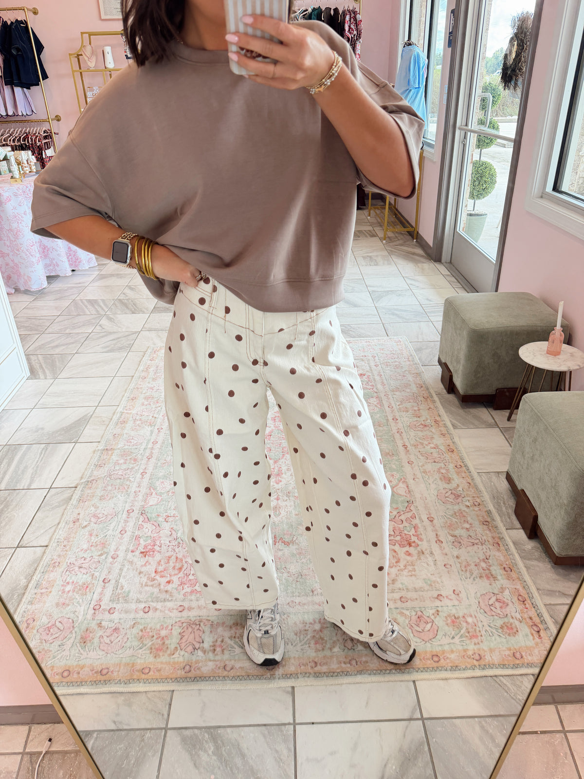 Polka-Dot Barrel Jeans