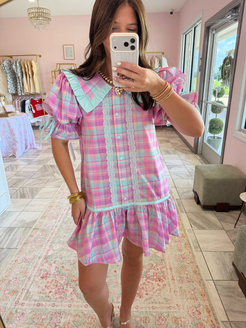 Cotton Candy Plaid Mini Dress