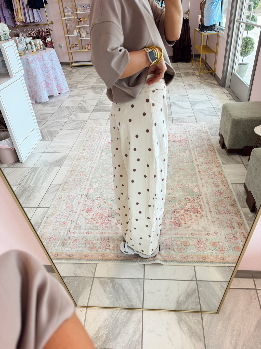 Polka-Dot Barrel Jeans