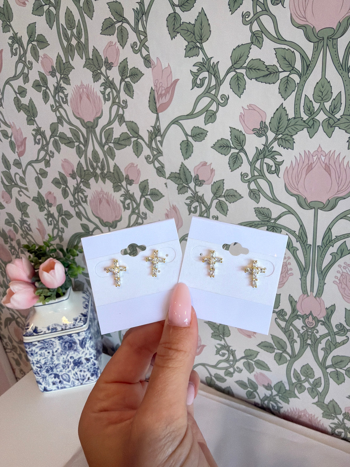 Cross Gold Earrings