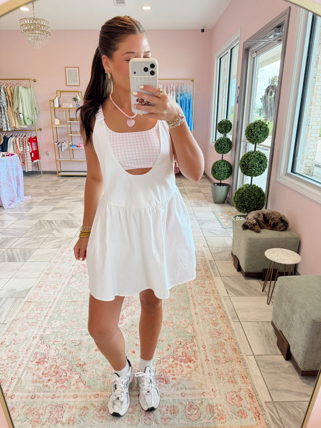 Gingham Athletic Romper (Pink)