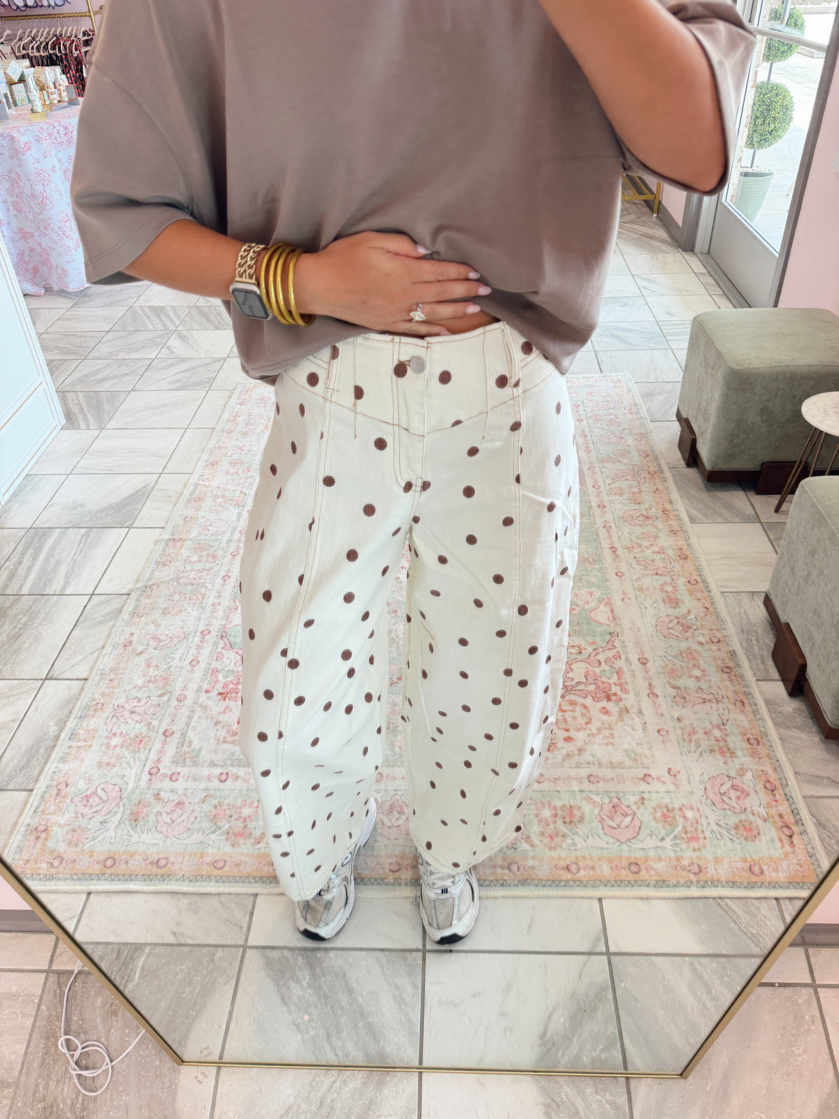 Polka-Dot Barrel Jeans