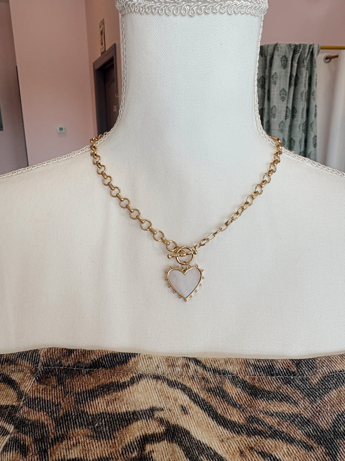 White/ Gold Heart Necklace