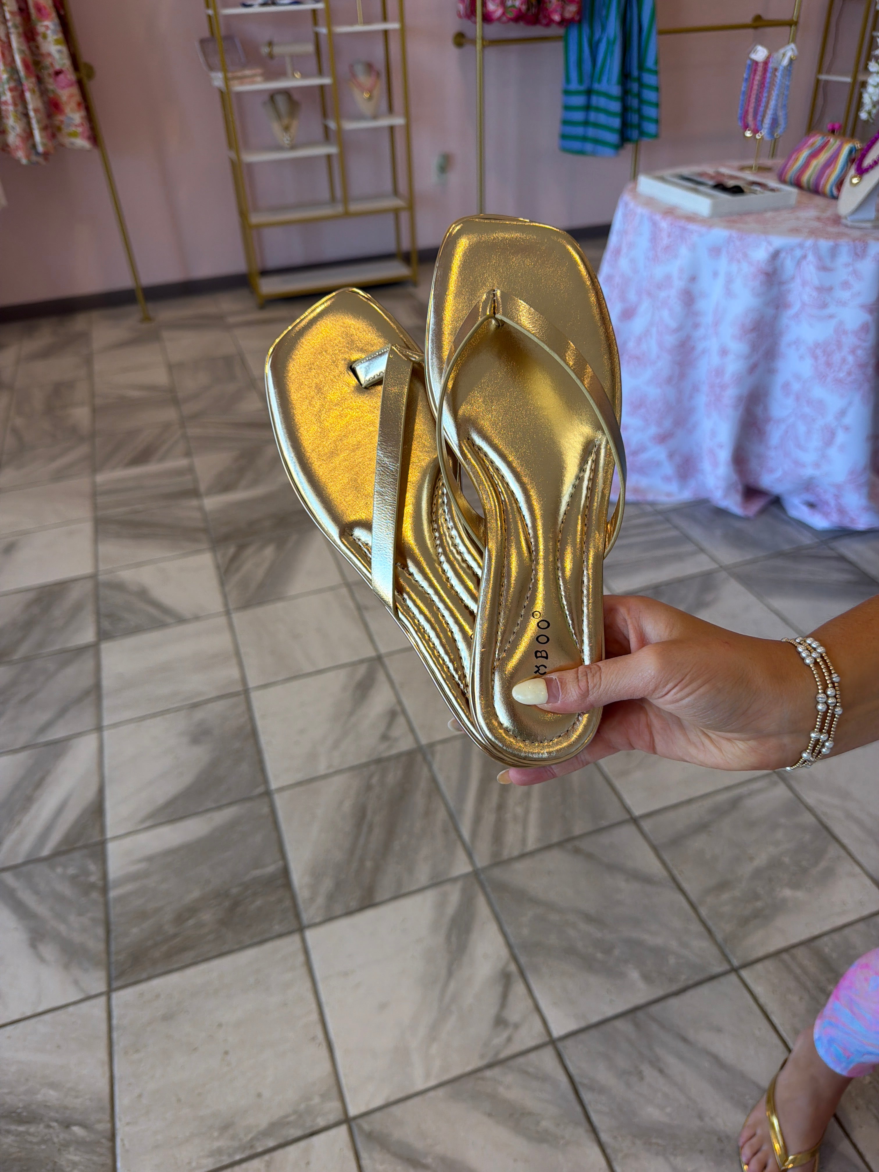 Gold Flip Flops