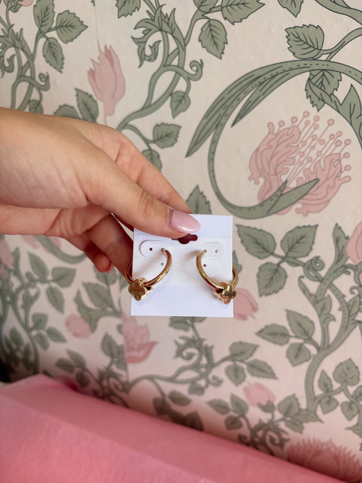 Gold Clover Hoops