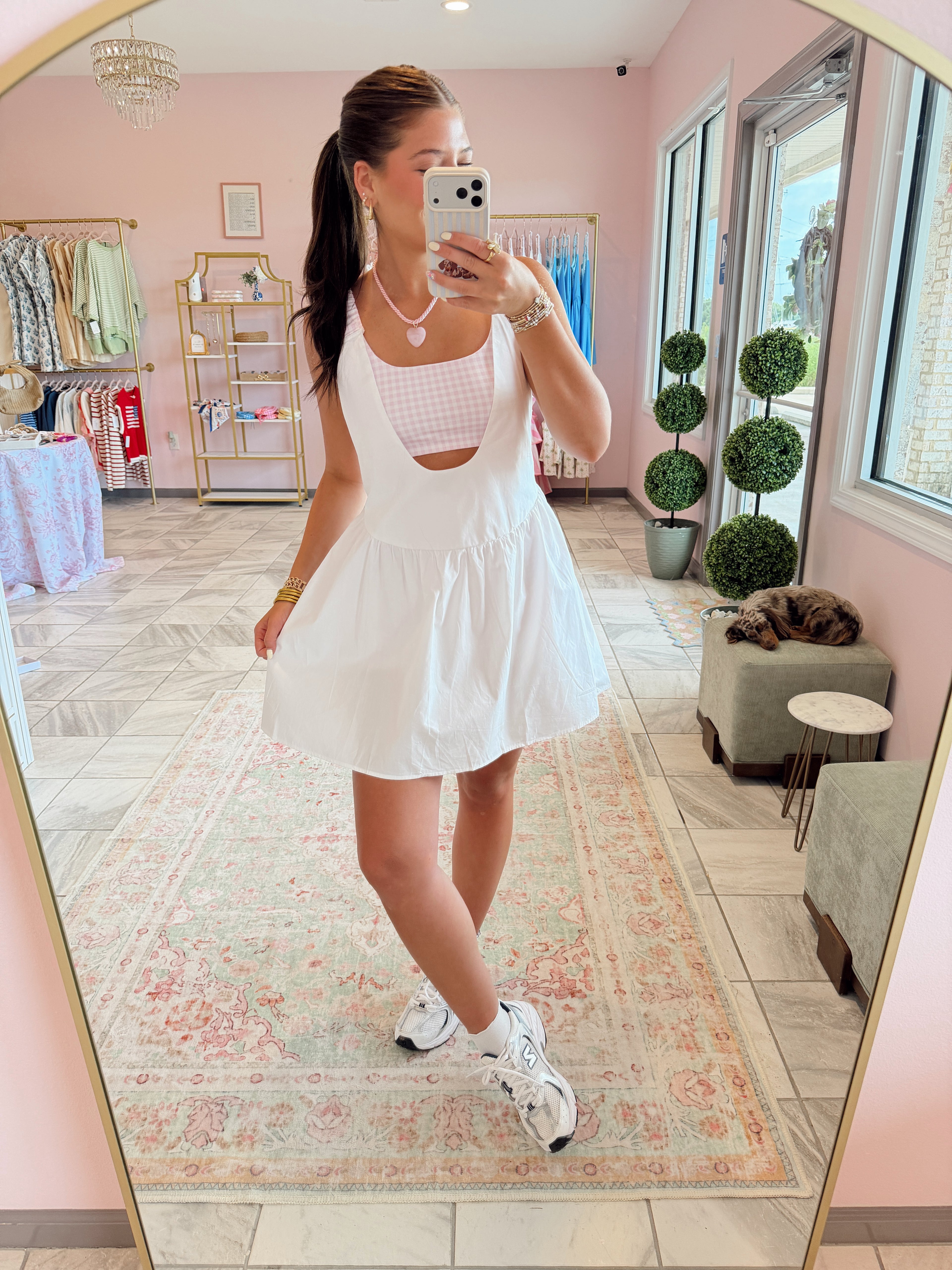 Gingham Athletic Romper (Pink)