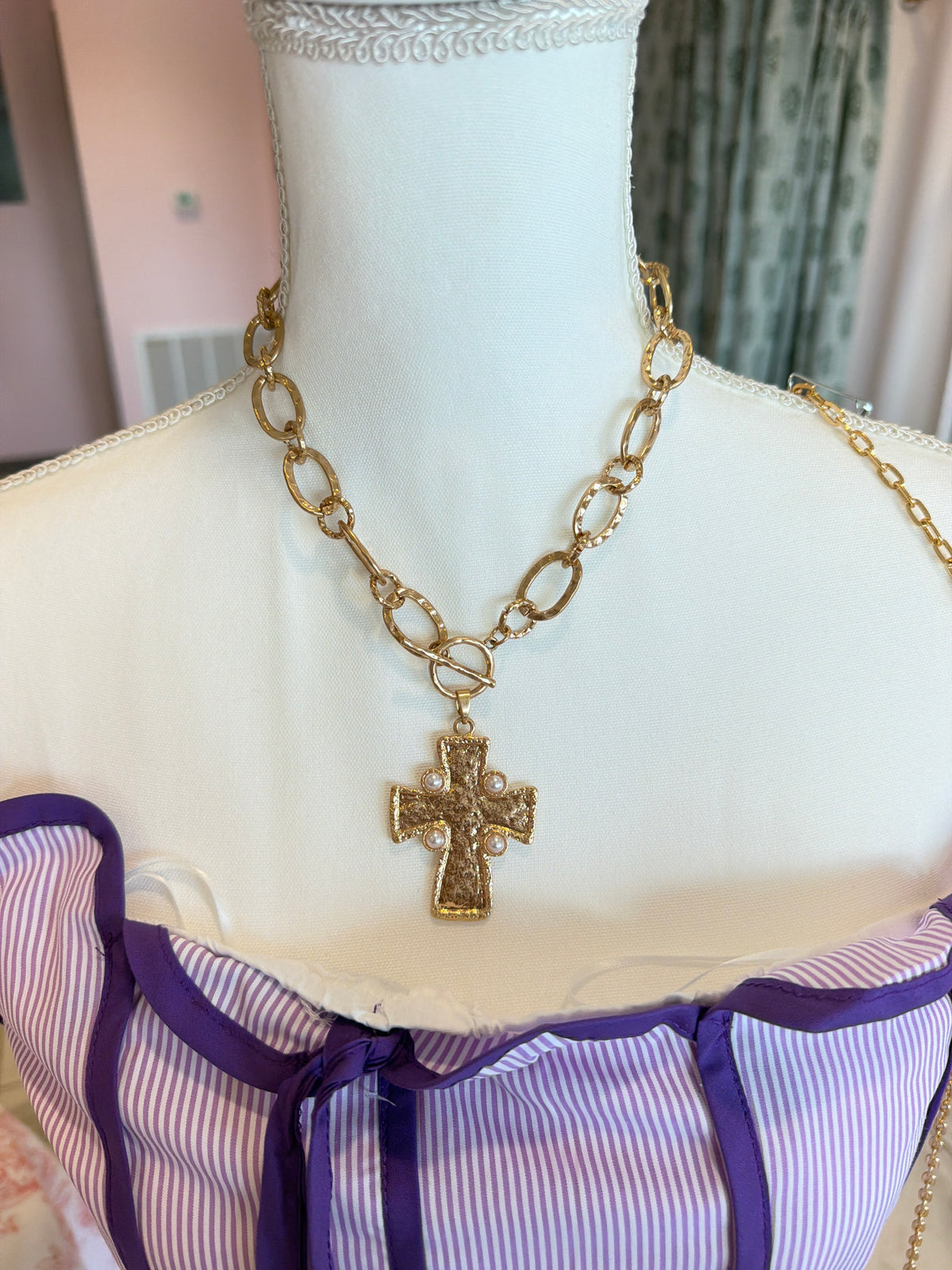 Gold Metal Cross Necklace