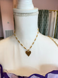 Beaded Silver and Gold Heart Necklace
