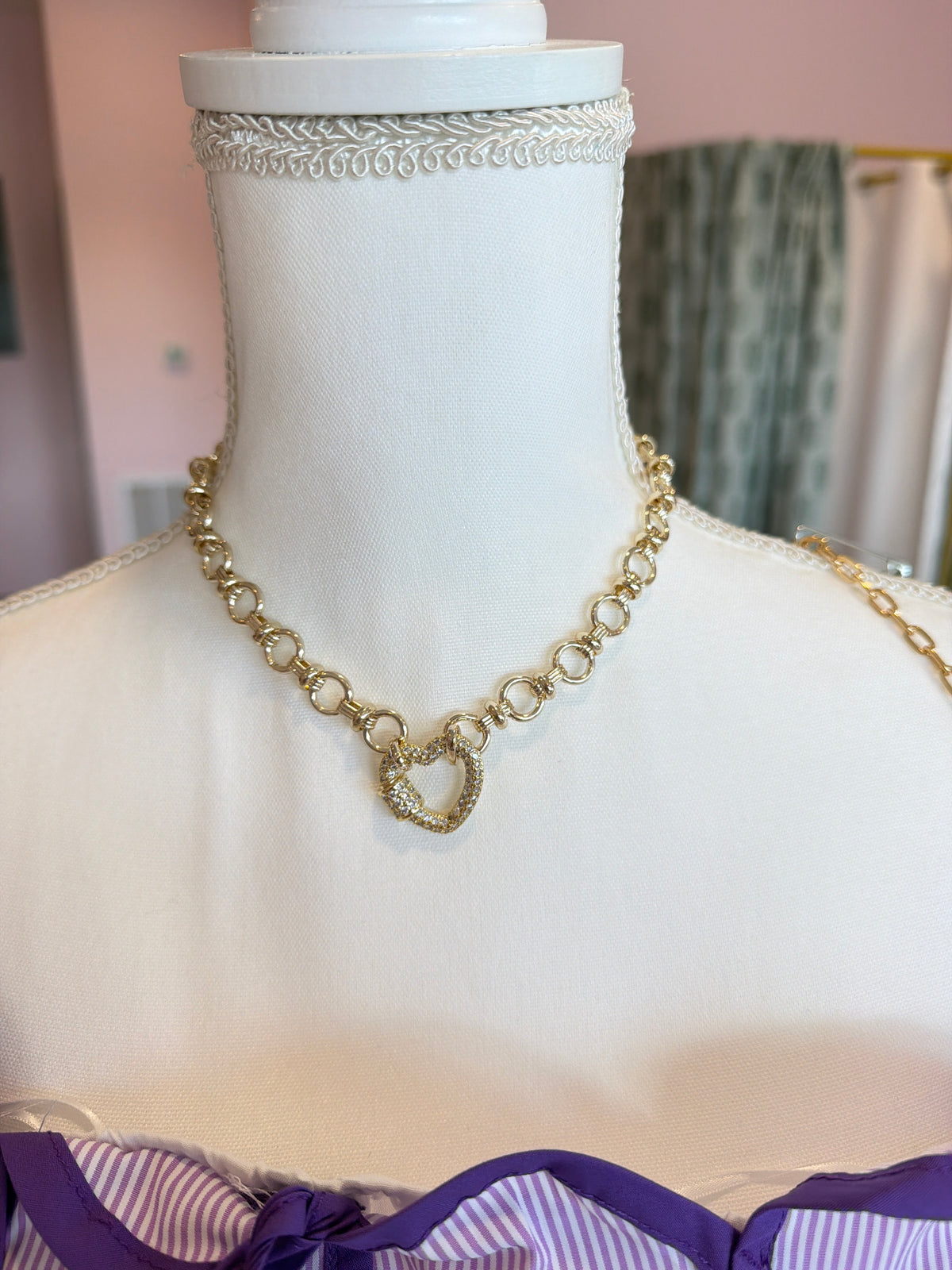 Gold Carabiner Heart Necklace