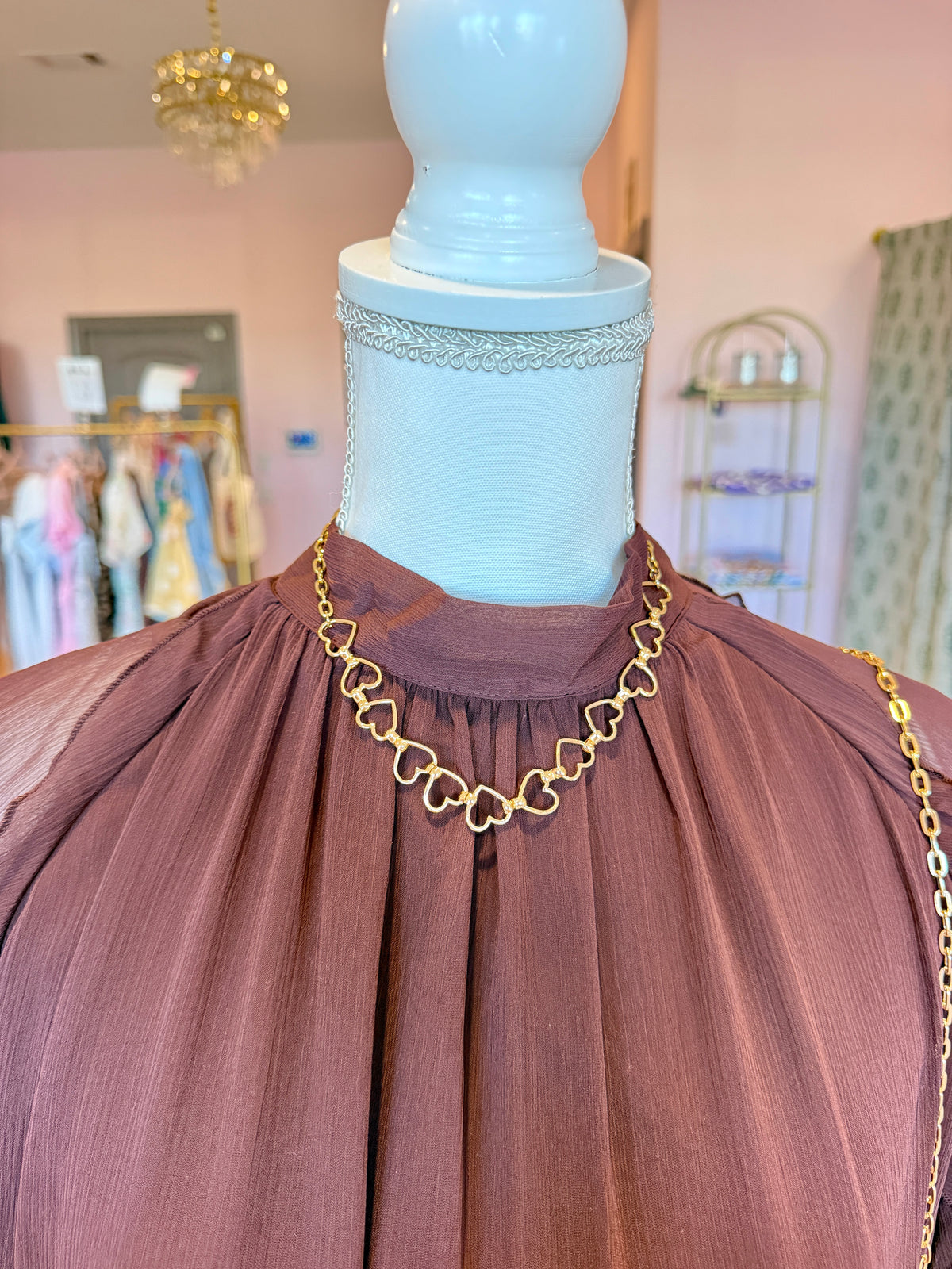 Gold Heart Chain Link Necklace