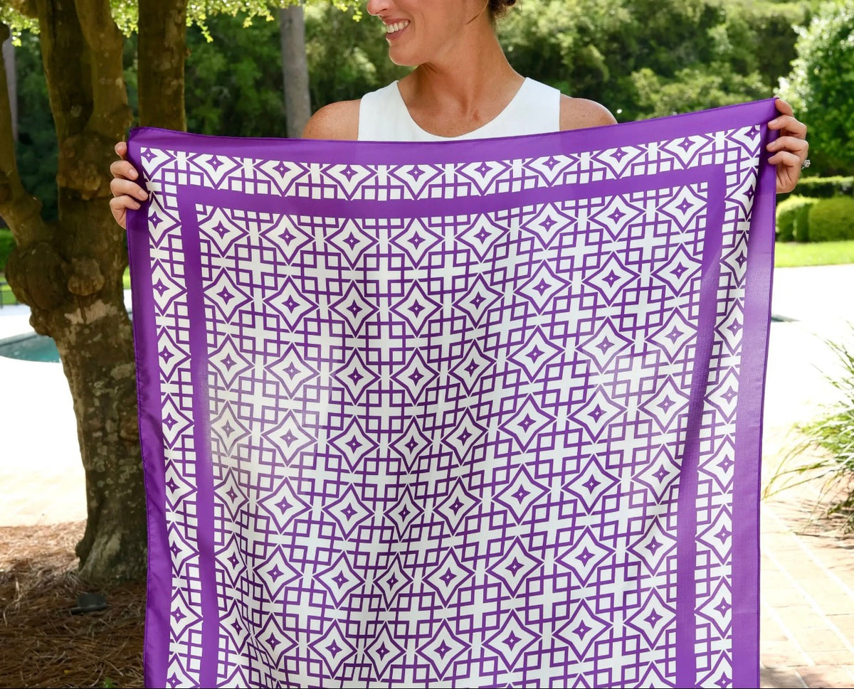 Caroline Hill Purple and White Bandanna