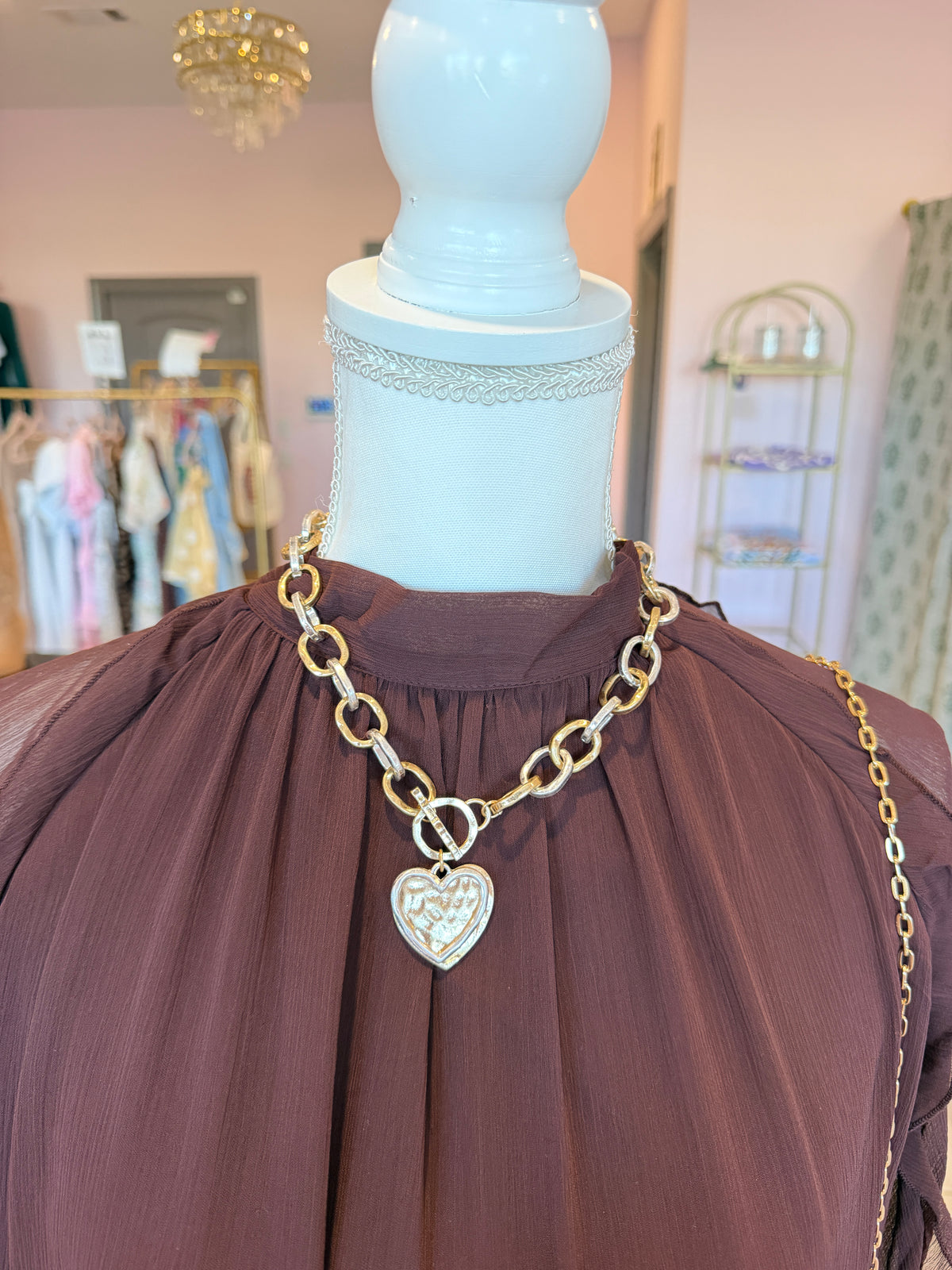 Layered Silver/Gold Heart Necklace