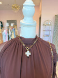 Pearl Cross Gold Necklace