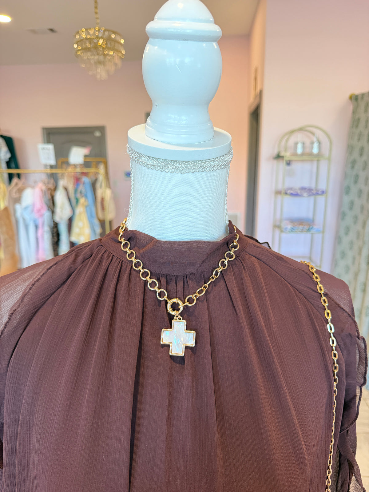 Pearl Cross Gold Necklace
