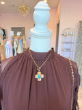 Gold Cross Pendant Necklace - Turquoise