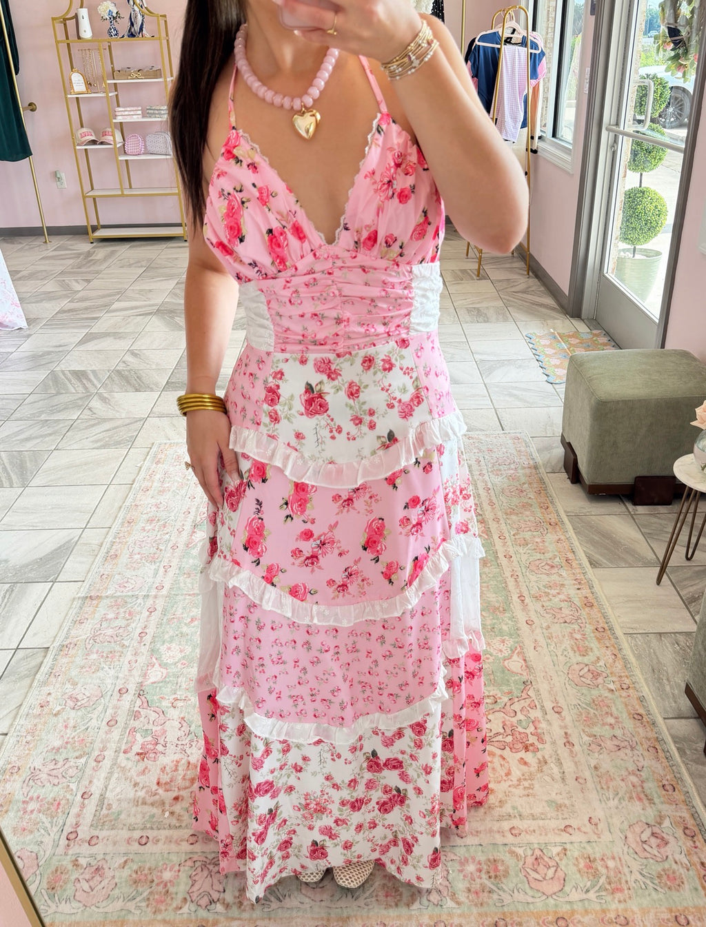 Pink Petals Maxi Dress