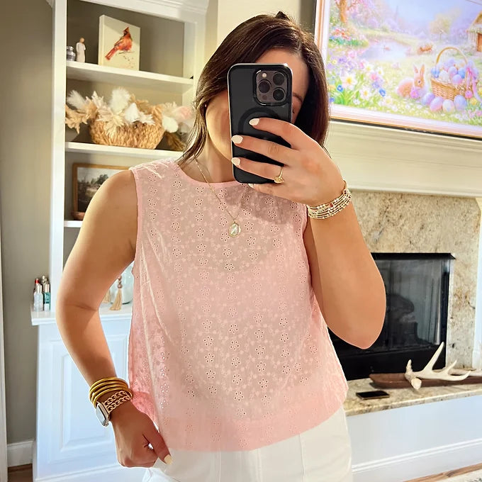 Pink Eyelet Top