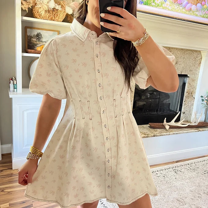 Mini Flower Denim Dress